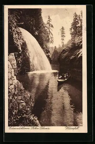 AK Böhn, Wasserfall in der Edmundsklamm mit Boot