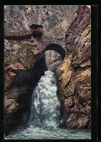 AK Eggental, Wasserfall mit Brücke