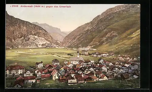 AK Andermatt, Totalansicht gegen das Urnerloch