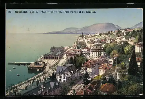 AK Neuchâtel, Vue sur l`Evole, Serrieres, Trois Portes et St.-Nicolas