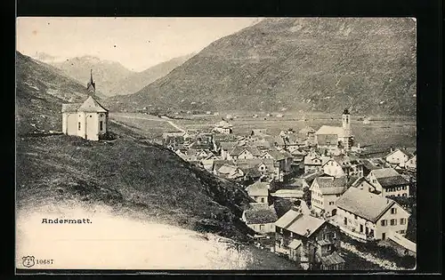 AK Andermatt, Teilansicht mit Kapelle