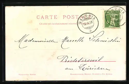 Künstler-AK Gandria, Häuser am Wasser