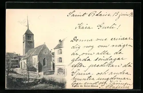 AK Saint-Blaise, Ortsansicht mit Kirche