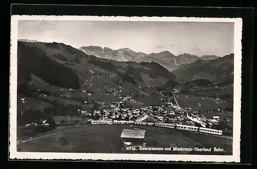 AK Zweisimmen, Teilansicht mit Montreux-Oberland Bahn