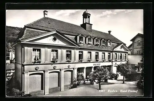 AK Baden, Hotel Freihof, Gebäudeansicht