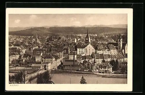AK Aarau, Ortsansicht mit Brücke aus der Vogelschau