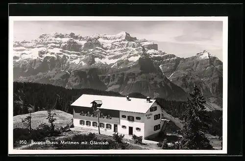 AK Schwanden, Berggasthaus Mettmen aus der Vogelschau