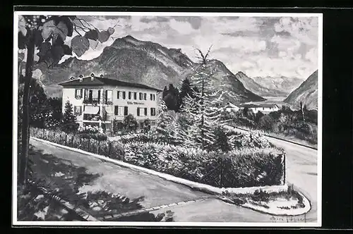 Künstler-AK Gentilino-Lugano, Villa Wilhelmina, Dependance vom Hotel Ceneri