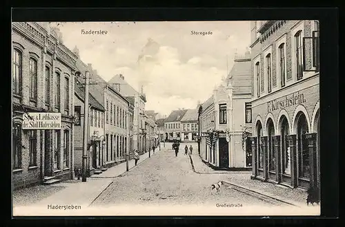 AK Hadersleben, Grosse Strasse mit Spar- & Leihkasse