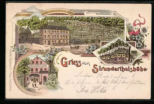 Lithographie Bergisch Gladbach, Gasthof Strunderthalshöhe