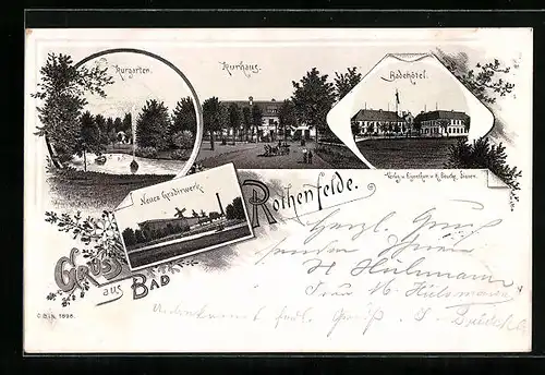 Lithographie Rothenfelde, Badehotel, Kurhaus, Neues Gradirwerk