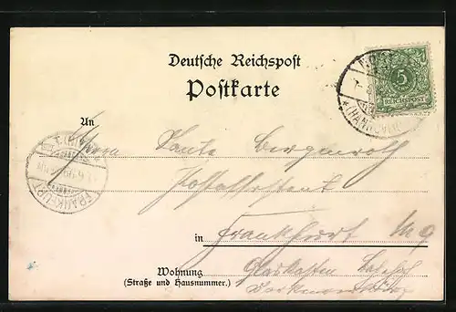 Lithographie Northeim, Totalansicht, Kaiserl. Postamt, Marktplatz