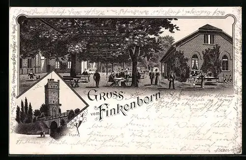 Lithographie Hameln, Gasthaus Finkenborn