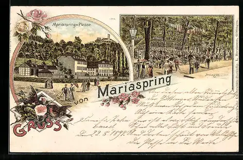 Lithographie Bovenden, Gasthof Mariaspring