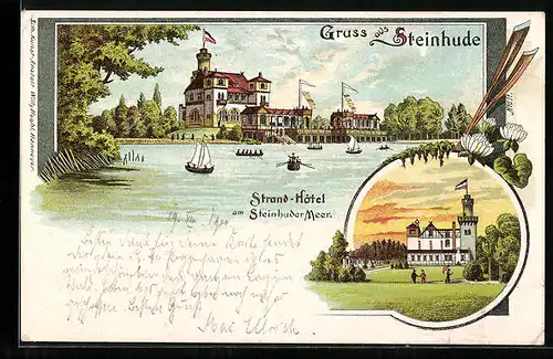 Lithographie Steinhude, Strand-Hotel am Steinhuder Meer