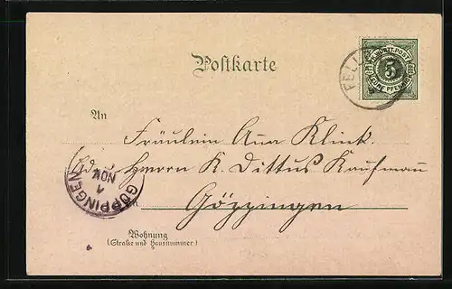 Lithographie Fellbach, Gesamtansicht, Kernenthurm