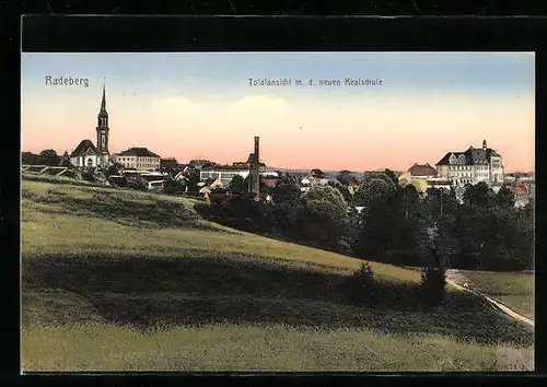 AK Radeberg, Totalansicht m. d. neuen Realschule