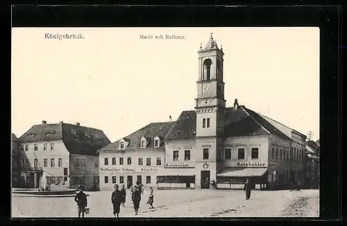 AK Königsbrück, das Rathaus am Marktplatz