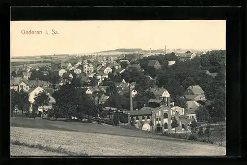 AK Oederan i. Sa., Generalansicht der Stadt
