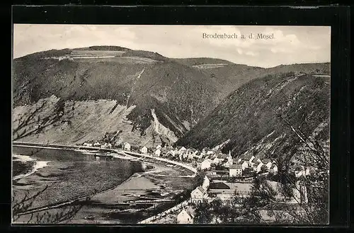 AK Brodenbach a. d. Mosel, Generalansicht am Moselufer