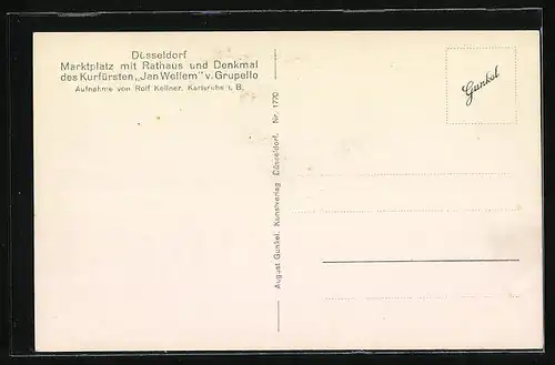 AK Düsseldorf, Marktplatz mit Rathaus und Denkmal des Kurfürsten Jan Wellem v. Grupello