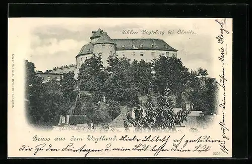 AK Oelsnitz im Vogtland, Blick hinauf zum Schloss Vogtsberg