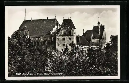 AK Landshut a. Isar, Blick auf die Burg Trausnitz