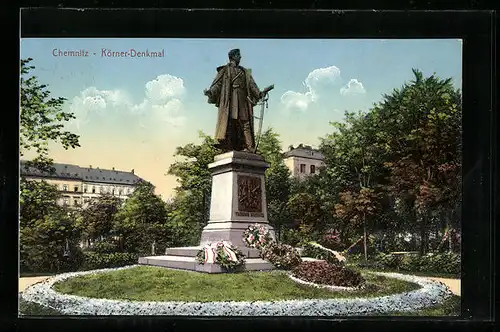 AK Chemnitz, Körner-Denkmal im Park