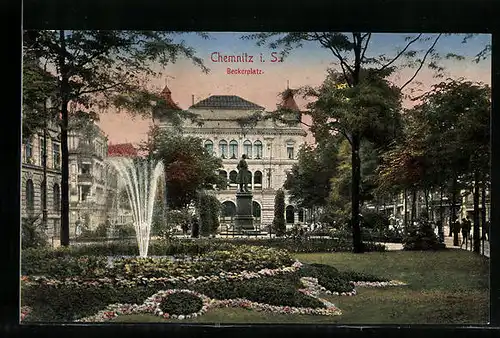 AK Chemnitz i. S., Brunnen auf dem beckerplatz