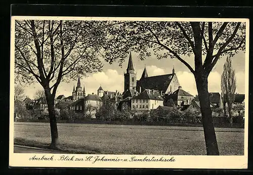 AK Ansbach, Blick zur St. Johannis- und Gumbertuskirche