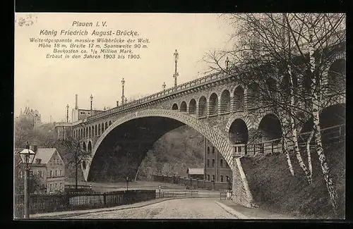 AK Plauen i. V., auf der Strasse unter der König Friedrich August-Brücke