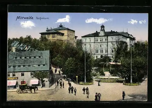 AK Mittweida, Passanten vor dem Technicum