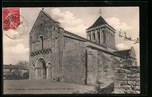 AK Courcome, Charente, L`Eglise XIe et XIIe siecle, facade