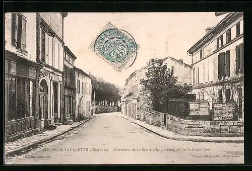 AK Villebois-La Valette, Charente, Carrefour de la Route d`Angouleme et de la Grand Rue