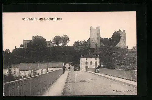 AK Saint-Germain-de-Confolens, auf der Strasse zur Burgruine hin