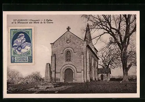 AK St-Sornin, L`Eglise et le Monument aux Morts de la Guerre