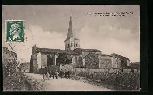 AK St-Claud-sur-le-Son, Charente, Vue d`Ensemlble de l`Eglise