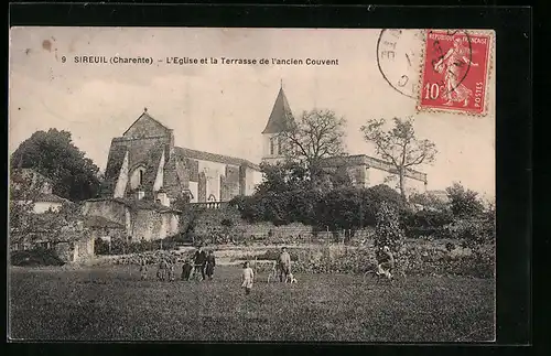 AK Sireuil, Charente, L`Eglise et la Terrasse de l`ancien Couvent