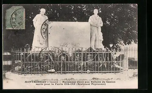 AK Montmoreau, Monument eleve aux Enfants du Canton morts pour la Patrie 1914-1918