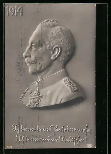 Künstler-AK Kaiser Wilhelm II., seitliches Portrait des Monarchen