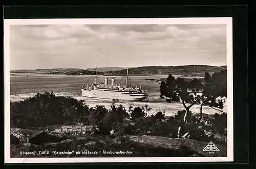 AK Göteborg, T.M.S. Gripsholm, das Passagierschiff in der Bucht