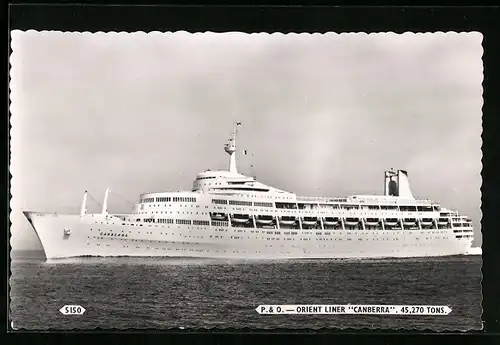 AK Passagierschiff P.&O. Orient Liner Canberra auf hoher See