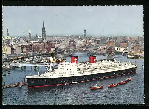 AK Hamburg, der Passagierschiff-Schnelldampfer Hanseatic im Hafen