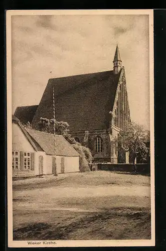 AK Wiek a. Rügen, Partie an der Kirche, Sächs. Kinderheim