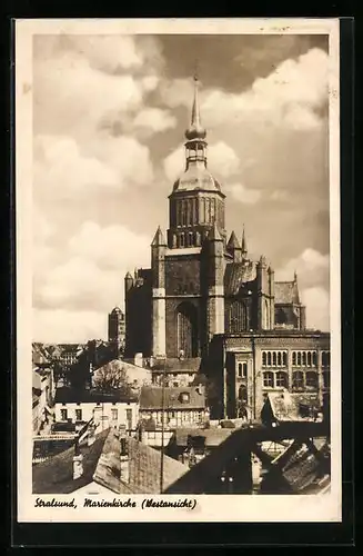 AK Stralsund, Westansicht der Marienkirche