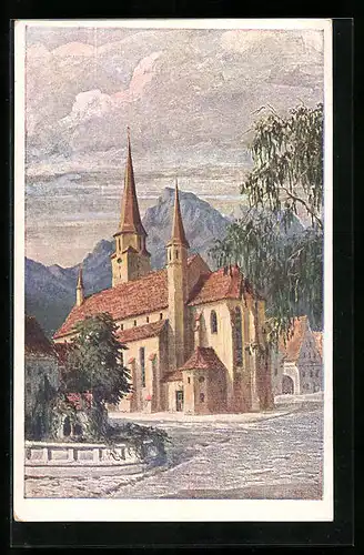 Künstler-AK Salzburghofen-Freilassing, die Neue Pfarrkirche St. Rupertus