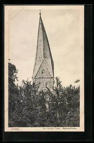 AK Soest, der Schiefe Turm der Reform-Kirche