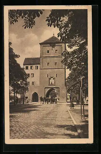 AK Augsburg, auf der Strasse zum Vogeltor hin