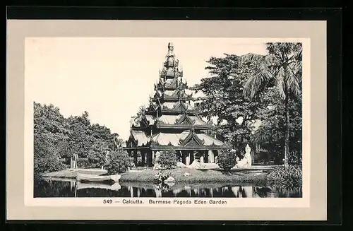 Präge-AK Calcutta, Burmese Pagoda Eden Garden