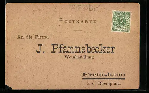 AK Freinsheim / Pfalz, Weinhandlung J. Pfannebecker